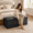 Black, variant on Tunmod 43-Inch Foldable Storage Ottoman Bench, Faux Leather Padded Foot Rest Stool, Heavy-Duty Collapsible Storage Chest with Divider for Entryway, Bedroom, Living Room