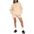 thumbnail image 2 of MAIHAN Linen Shorts Sets Women 2 Piece Outfits Long Sleeve Elastic Waist Shorts Suit Women 2 Piece Outfits Sets Casual Lounge Matching Set Tracksuit Two Piece Outfit, 2 of 7