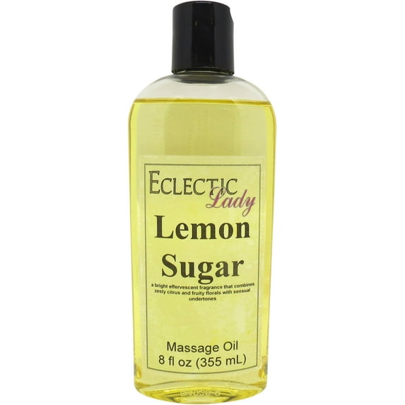 Lemon Sugar Massage Oil by Eclectic Lady, 8 oz, Sweet Almond Oil and Jojoba Oil
