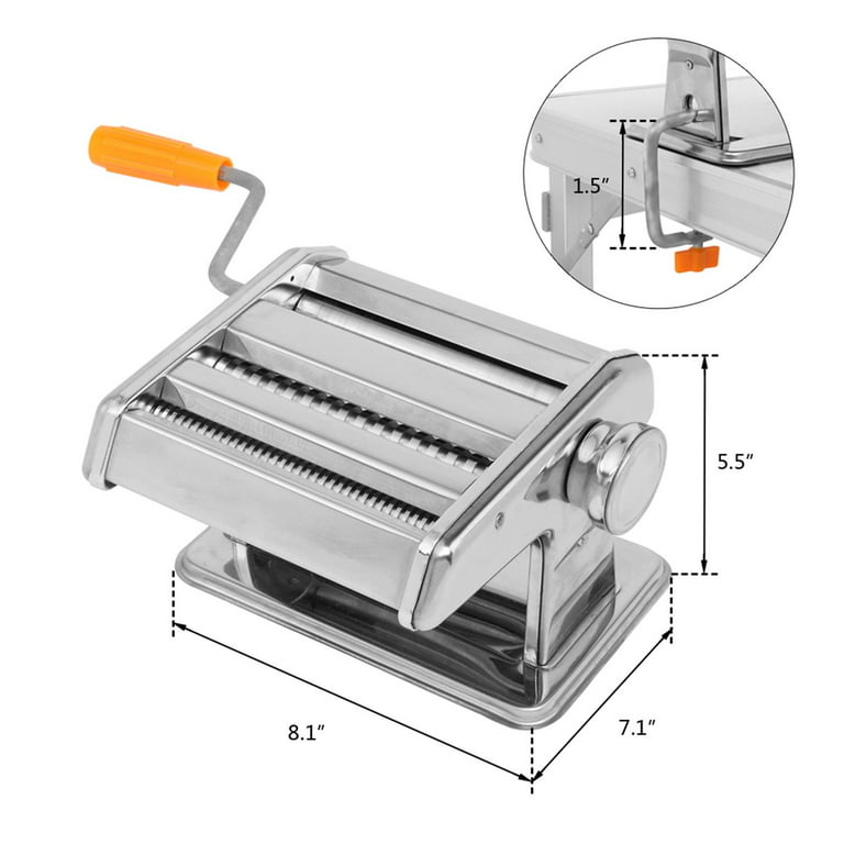 Todeco Pasta Maker, Stainless Steel Pasta Machine with 6 Thickness  Settings, Professional Dough Roller and Spaghetti Cutter for Fettuccine