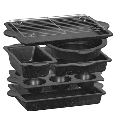 VAVSEA 7 Piece Bakeware Set, Nonstick Baking Pan Set, Carbon Steel Heavy Oven Pan Set with Cookie Sheet, Cake Pan, Loaf Pan, Muffin Pan, Roast Pan