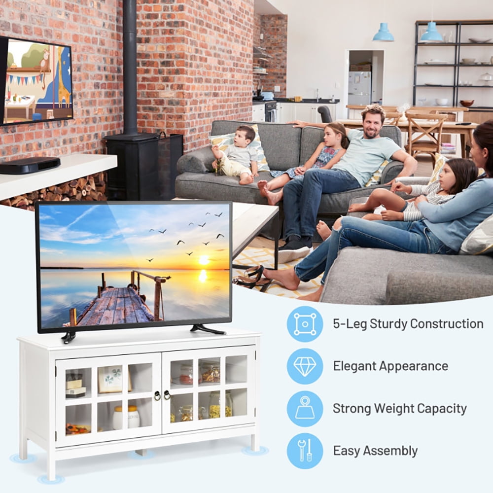 Finihen Modern TV Stand, TV Cabinet, 50 Inch Modern Wood Large TV Stand, Entertainment Center for TV, Media Entertainment Center with Storage, for Living Room, Bedroom, White Finihen Modern TV Stand, TV Cabinet, 50 Inch Modern Wood Large TV Stand, Entertainment Center for TV, Media Entertainment Center with Storage, for Living Room, Bedroom, White