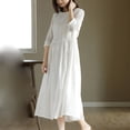 thumbnail image 4 of Women's Cotton Dress, Round Neck Loose Short Sleeve Dress, Casual and Comfortable Everyday Dress for Women, 4 of 4