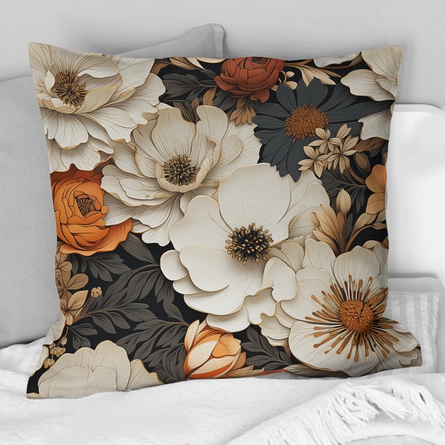 Designart "Bright Poppy Fantasies" Floral Throw Pillow - Traditional Pillow For Couch - Insert And Pillows Covers For Bedroom Decor