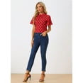 thumbnail image 2 of Blusa Corta Manga Acampanada Allegra K Rojo Plisado Cuello Alto XL, 2 of 6