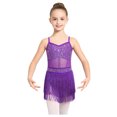 thumbnail image 4 of iiniim Girls Sparkly Rhinestone Tassel Dress Latin Jazz Ballroom Salsa Dance Leotard Fringe Skirted Purple 12, 4 of 7