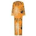 thumbnail image 4 of WXLWZYWL Fall Winter Saving Clothes for Women Women's Casual Suits Pajama Set 2PC Sleepwear Casual Halloween Spider Web Printed Long Sleeve Crew Neck Top and Pants Suit Pajama Set, 4 of 5