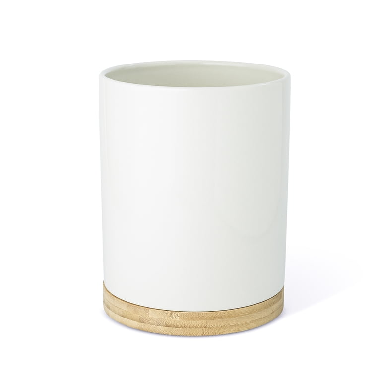 Thyme & Table Modern Ceramic and Bamboo Kitchen Utensil Holder photo 1