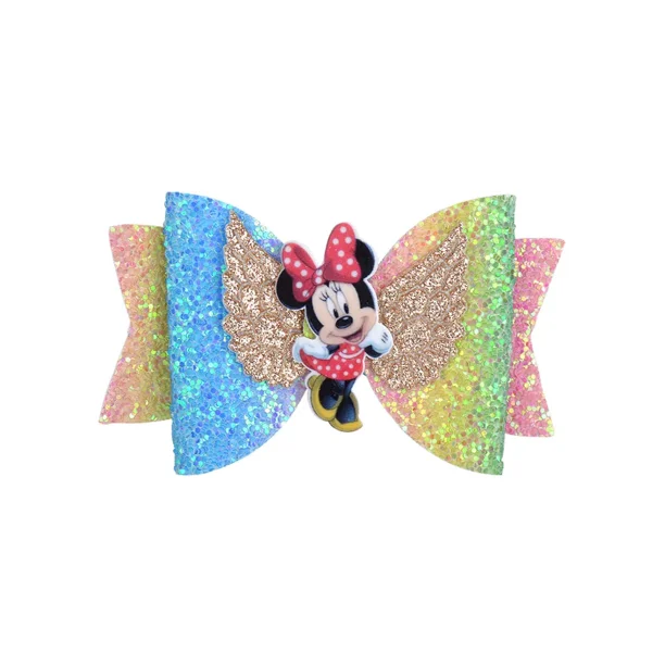 Disney-horquilla de Mickey Mouse para niña, horquillas con lazo, pinzas para el pelo, tocado de Color degradado, accesorios para el cabello