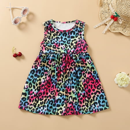 

Toddlers Girls Sleeveless Tank Play Dress Little Kids Cinch-Waist Skirt Sundress Size 2-12T