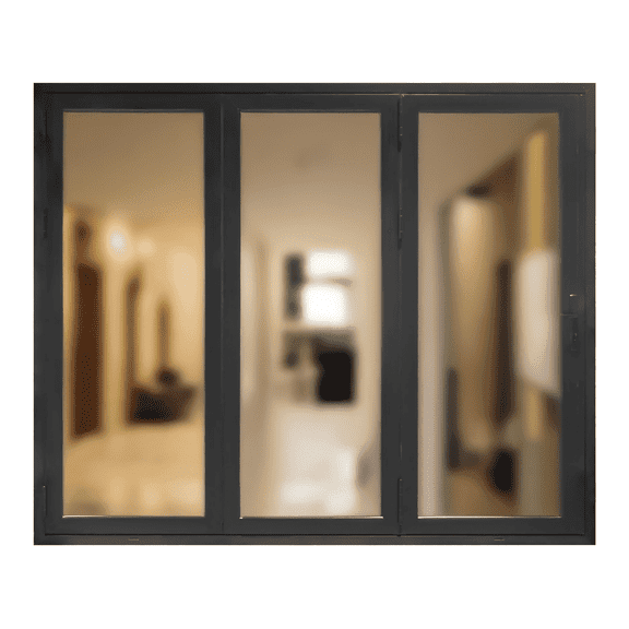 3 Panel, Folded Out, (0R3L) Outswing, Folding Patio Door, Aluminum Folding Door (Black, Right to Left W108in*H80in)