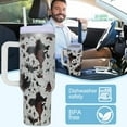 thumbnail image 5 of 40oz brown Cow Tumbler With handle, Stainless Steel Tumbler With Lid and Straws, Double Vacuum Leak Proof Travel Coffee Mug Cup Water Bottle For Home, Office, Party……, 5 of 6