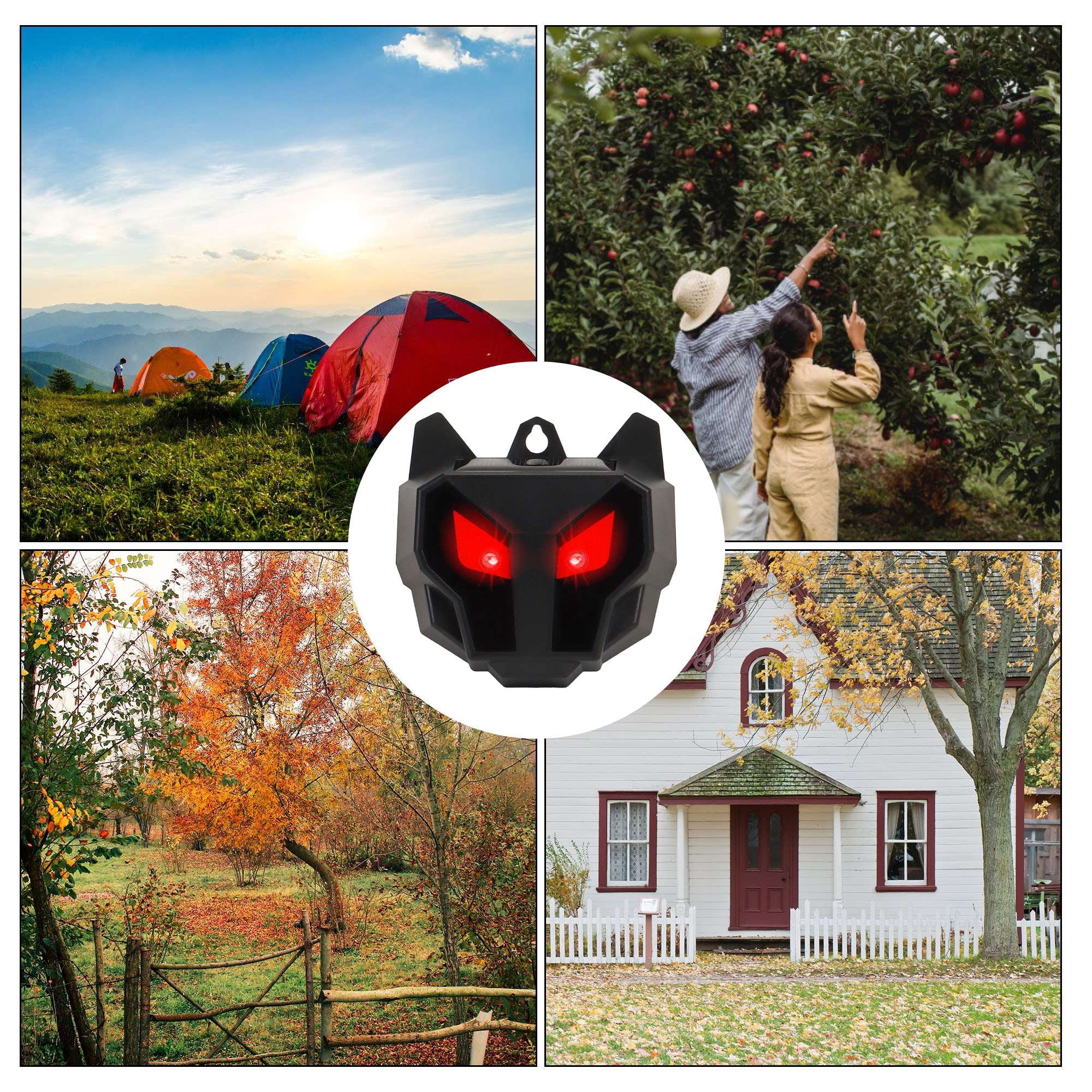 Deago 4 Pack Solar Nocturnal Animal Repeller Predator Deterrent with Red LED Lights Waterproof Fox Raccoon Skunk Deer Repellent for Garden Farm Chicken Coop