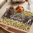thumbnail image 3 of Sunflower Placemats Set of 4 Yellow Summer Botanical Flowers Wooden Place Mats Indoor Wipeable Table Mats Washable Cloth Dining Table Placemats for Kitchen Holiday Party Home Decor 13x19 Inch, 3 of 9