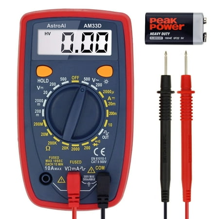 AstroAI Digital Multimeter Voltage Tester 2000 Counts with Ohm Volt Amp and Diode Voltage Meter, Electrical Tester Volt Ohm Amp Meter, 1Pack