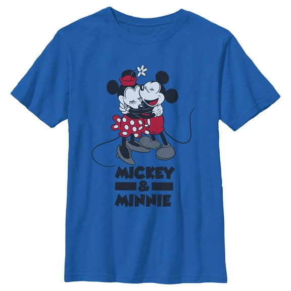 Boy's Mickey & Friends Couple Hug Graphic Tee Royal Blue Large