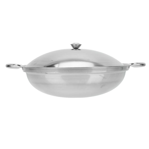 FRCOLOR 1 Set Silver Stainless Steel Non Stick Wok With Handle and Lid