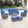 thumbnail image 2 of Jentlehouse 6-Piece Outdoor Patio Furniture Set with Swivel Chairs and Sofa,Hige Back Deep Seat Outdoor Conversation Set for Poolside Backyard Balcony, 2 of 12