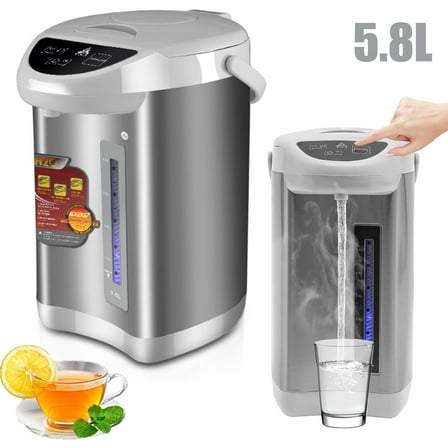 Hot Water Dispenser 5.8L, Stainless Steel Water Boiler and Warmer, Countertop Water Heater with 3-Way Dispense, Auto Keep Warm Electric Hot Water Pot for Tea, Coffee and Baby Formula, Silver