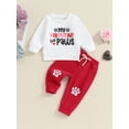 thumbnail image 2 of Arvbitana Valentine's Day Toddler Baby Boys 2Pcs Outfits Long Sleeve Letter Print Sweatshirt + Trousers 6M 9M 12M 18M 24M 3T Infant Casual Spring Fall Long Pants Sets, 2 of 9
