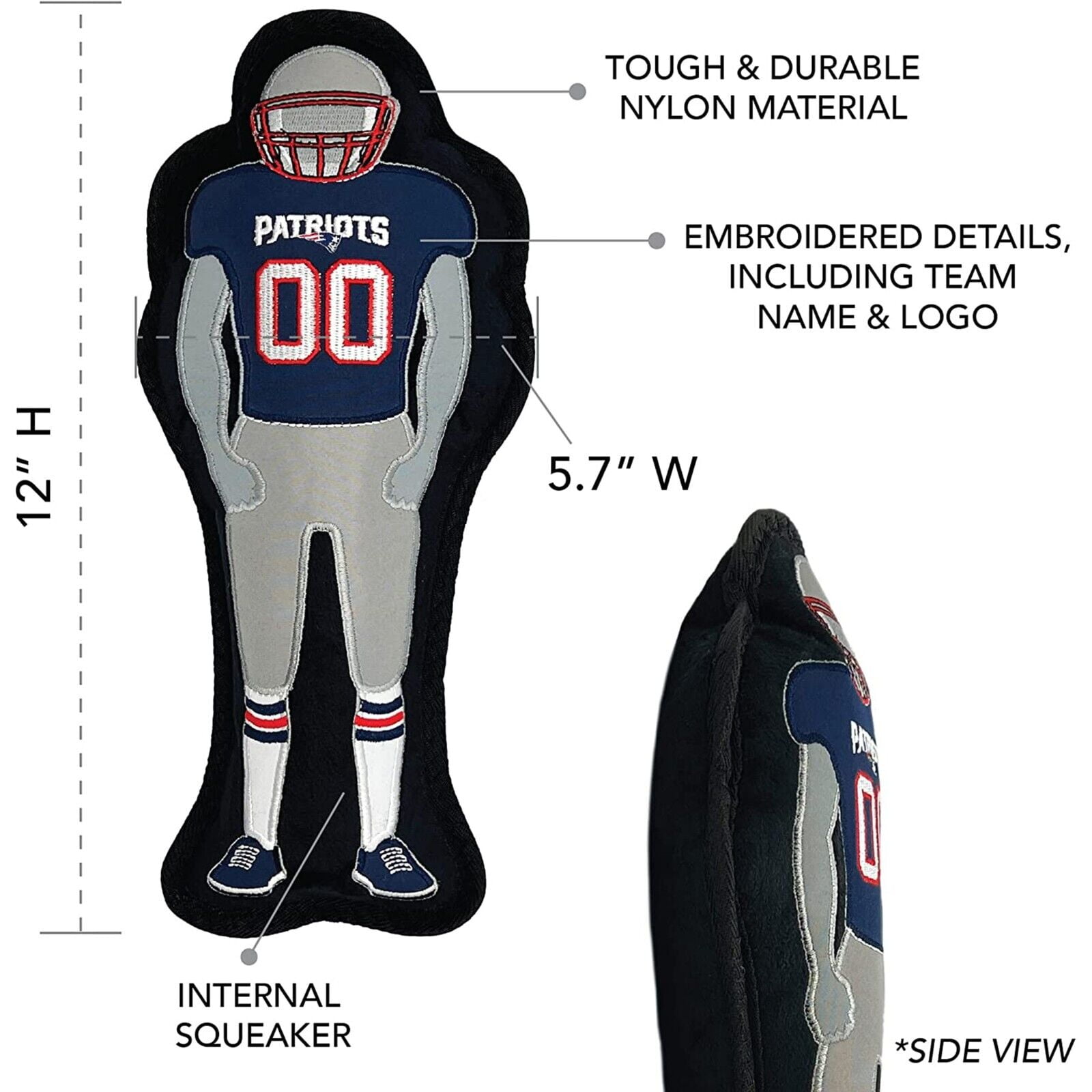 NFL New England Patriots Athletes Player Pet Dog Toy Premium Quality with Built-in Squeaker Chew Toy