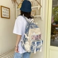 thumbnail image 4 of Mochila de retazos de lona para mujer Mochila grande para estudiantes de estilo preppy (azul) Tmvgtek Para estrenar, 4 of 9