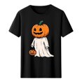 thumbnail image 5 of Busydd Womens Fall Tops Trendy Round Neck Halloween Graphic Tees for Women Comfortable Casual Cotton T Shirts for Women Lightweight Short Sleeve Womens T Shirts M, 5 of 5