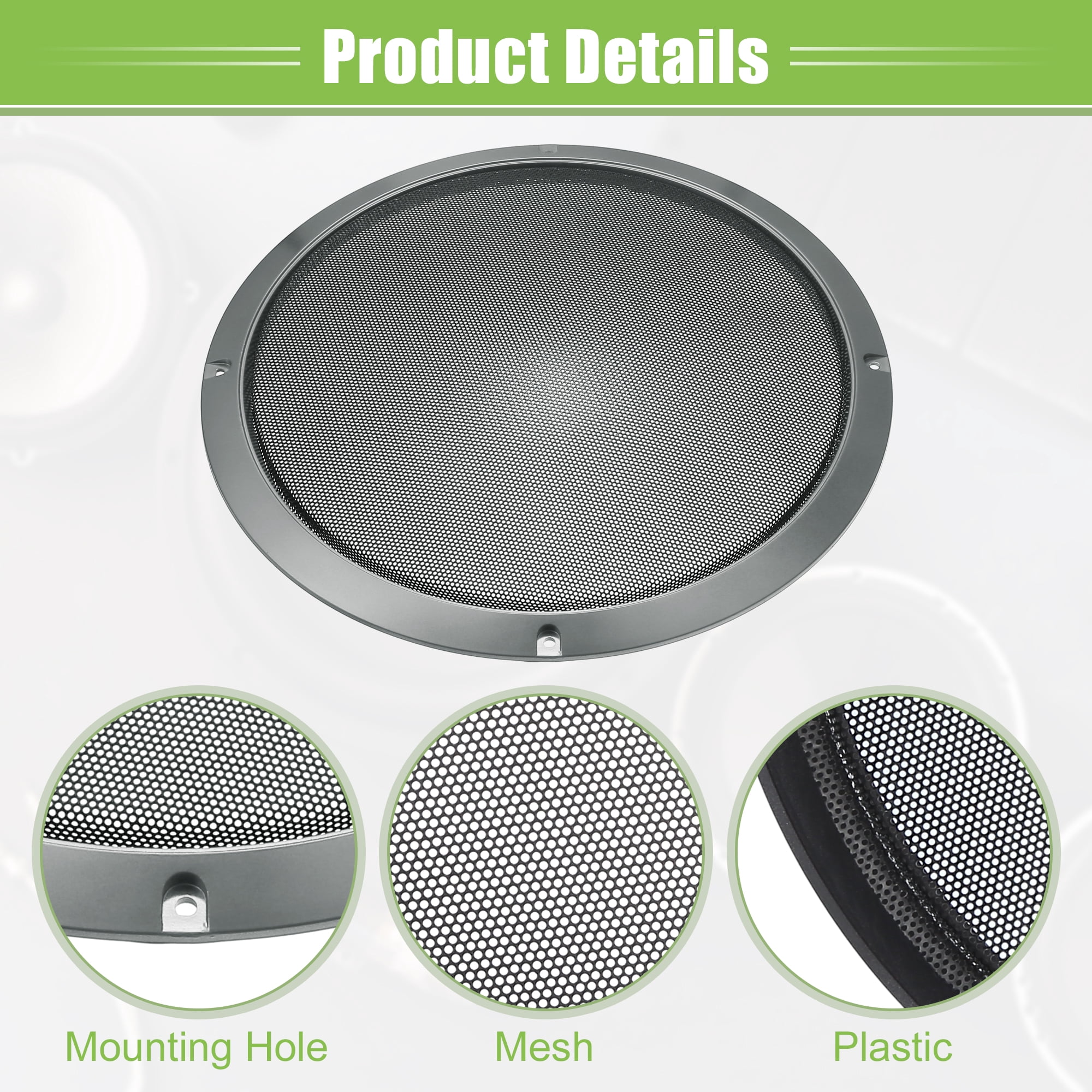 Unique Bargains Speaker Grills Cover Round Audio Speaker Subwoofer Protector Case Gray 10"