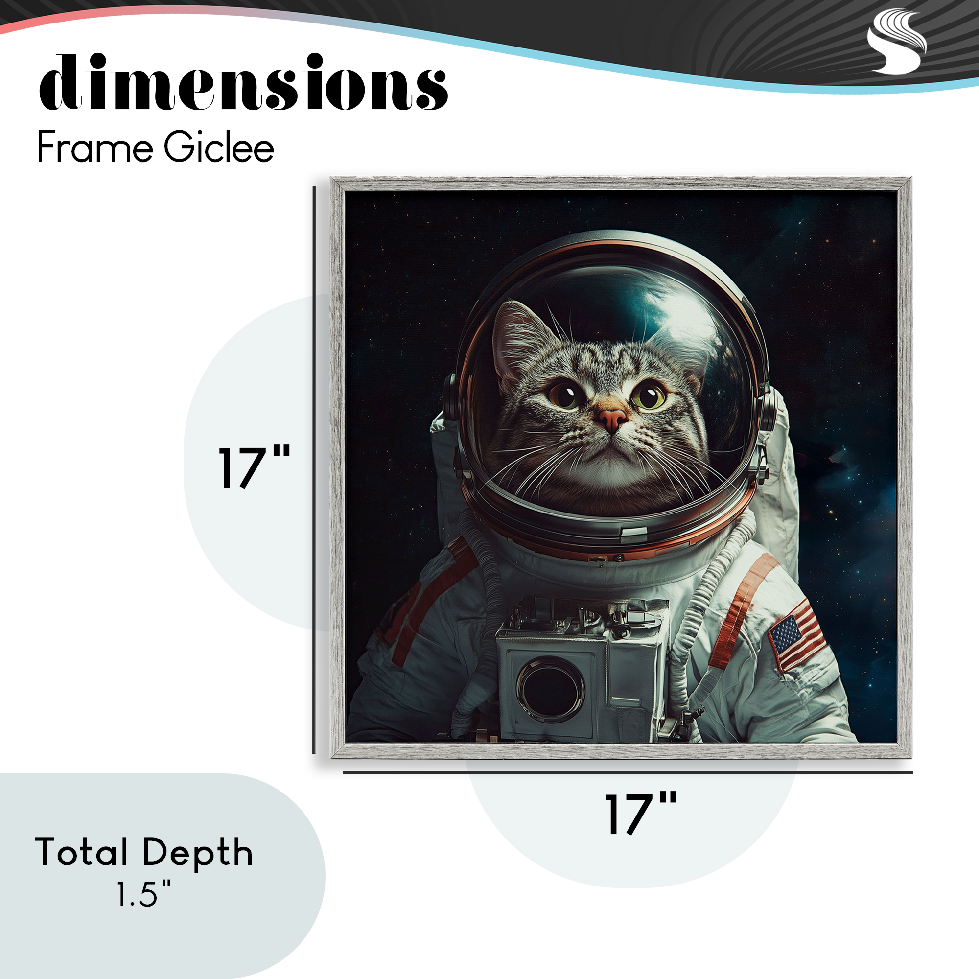 Catstronaut Cat Astronaut Gray Framed Giclee Art, design by Jim Baldwin