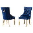 thumbnail image 1 of Double Tufted Navy Blue Velvet Side Chairs with Gold Stainless Steel Legs, 1 of 2
