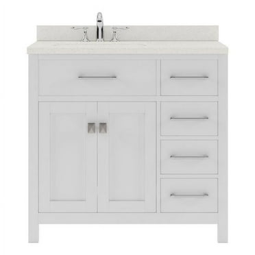 Virtu USA  36 in. Caroline Parkway Single Bath Vanity in White with White Quartz Top & Square Sink