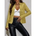 thumbnail image 6 of Women'S Stand Up Collar Cardigan Trendy Sparkly Long Sleeve Cropped Casual Sequin Jacket Gold M, 6 of 9