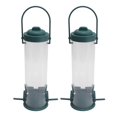 thumbnail image 2 of 2 Set Bird Tube Feeder Plastic Transparent Hanging Finch Feeder Garden Decoration with 2 Vents 2 Ports, 2 of 4