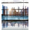 thumbnail image 3 of Modern Duvet Cover Set, Scenery of Modern Futuristic Metropolitan City with Skyscrapers Print, Decorative 3 Piece Bedding Set with 2 Pillow Shams, King Size, Sky Blue Black and White, by Ambesonne, 3 of 3