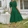 thumbnail image 4 of Whlbf Dresses Clearance Womens Round-Neck Casual Short Sleeve Solid Waisted Layer Chiffon Dresses With Belt, 4 of 6