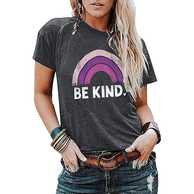 YourTops Women Be Kind T-Shirt Tank Blouse Rainbow Shirt