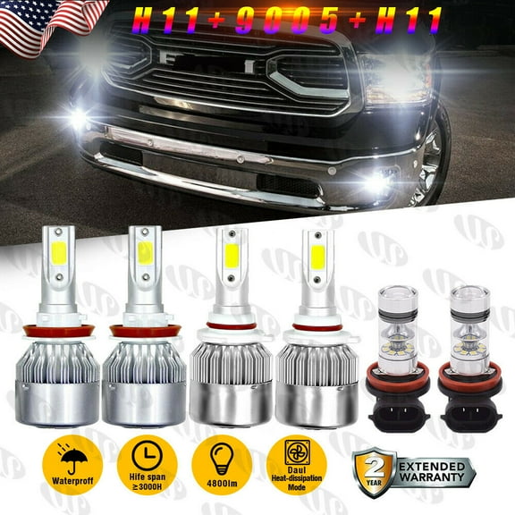 For Dodge RAM 1500 2019-2020 LED Headlight   Fog Light Lamp Bulbs 6x Combo 6000K