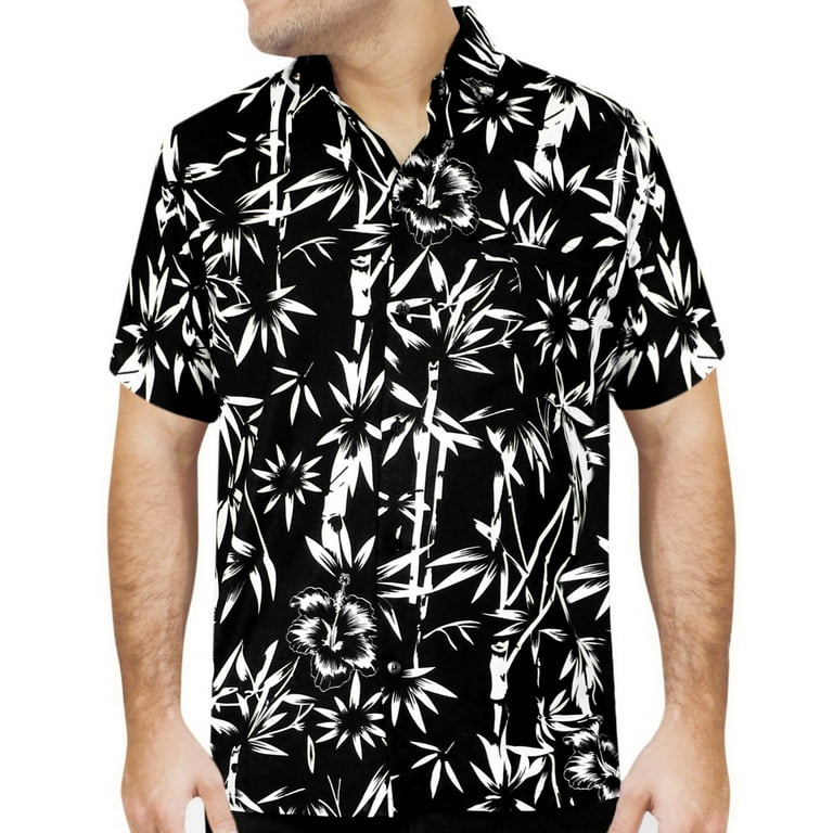 HAPPY BAY Men's Funky Beach Button Down Hawaiian Shirts 4XL Kohl, Leaves 