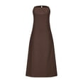 thumbnail image 7 of Women's 2026 Summer Dresses Solid Color Sling Loose Linen Sundresses — Brown∣L, 7 of 7