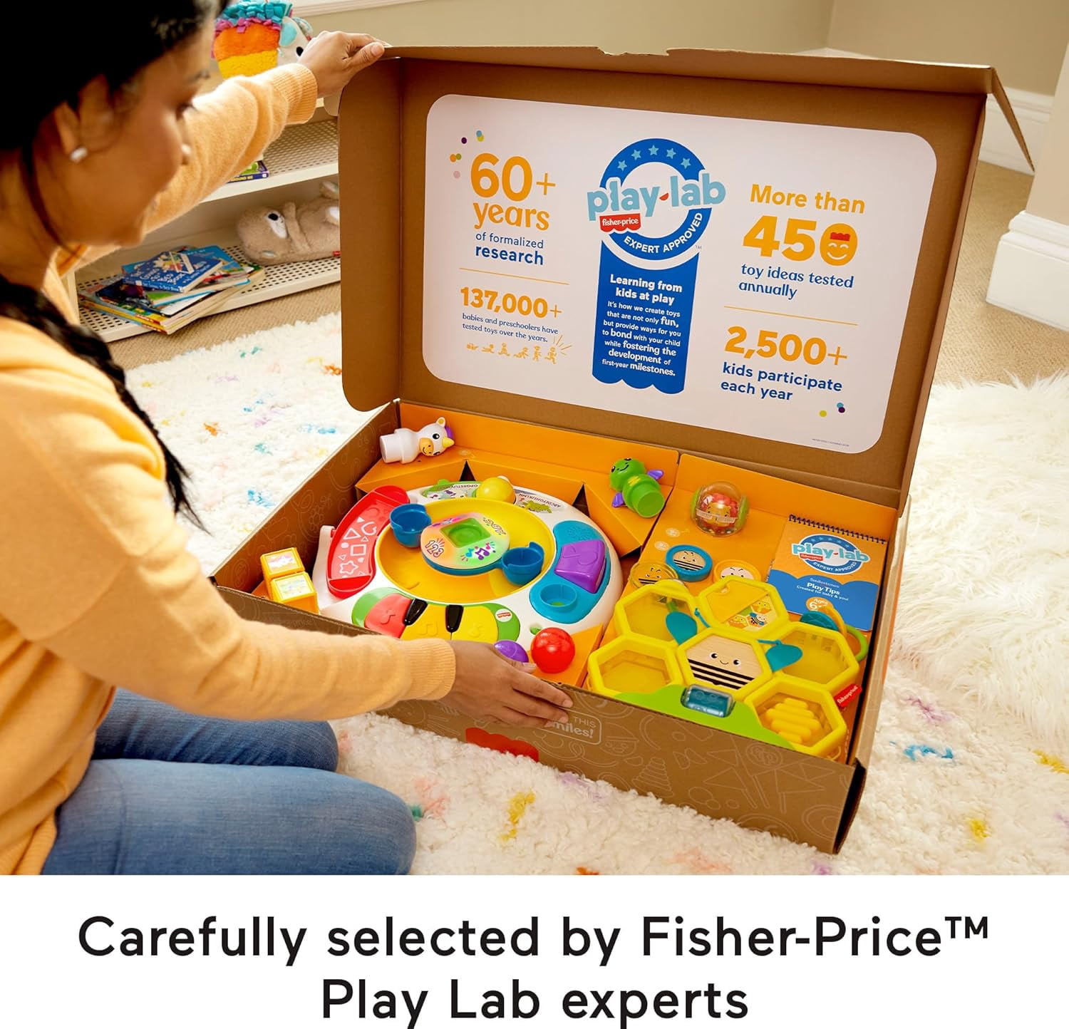 Fisher-Price Baby Play Kit Let’s Crawl & Cruise Gift Set, Activity Table, Hive Toy, Lion Rattle