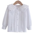 thumbnail image 5 of Gytharion Kids Button Down Shirts for Girls 3-14 Years, Elegant Ruffle Lace Trim Collar Dressy Blouse Little Girls White Long Sleeve School Uniform Tops, 5 of 8