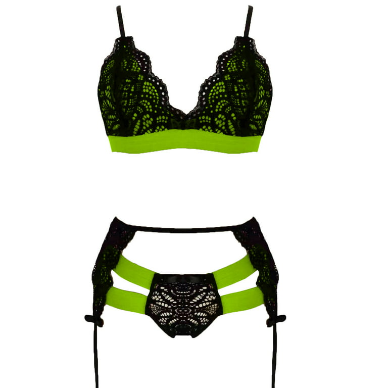 Buy Valentine's Day Green Lace Lingerie Set Black Lace Lingerie Sexy  Lingerie Suspender Belt Green Lingerie Online in India 