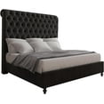 thumbnail image 4 of VanAcc Velvet Upholstered Platform Bed Frame with Button Tufted Wingback Headboard,Grey,King, 4 of 8