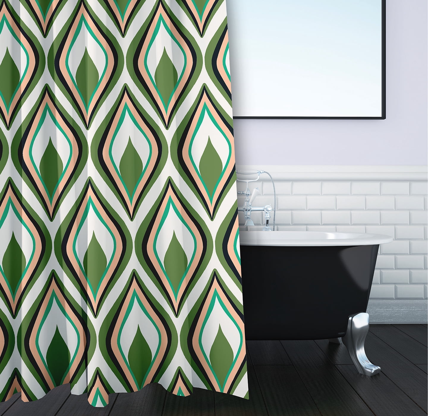 Simply Daisy 70" W x 73" L Feathers Polyester Shower Curtain, Scallion [1 Ct]