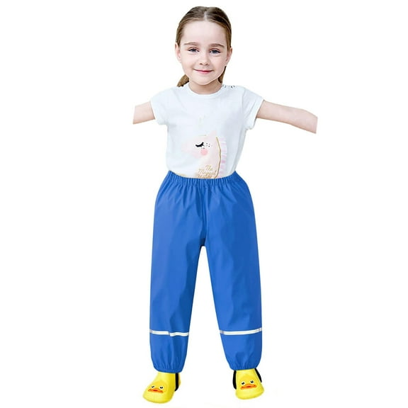 HBYJLZYG Rain Pants Kids, Thin Waterproof Full Length Pants Reusable Toddler Lightweight Single Layer Overpants Rainwear 10-12 Years