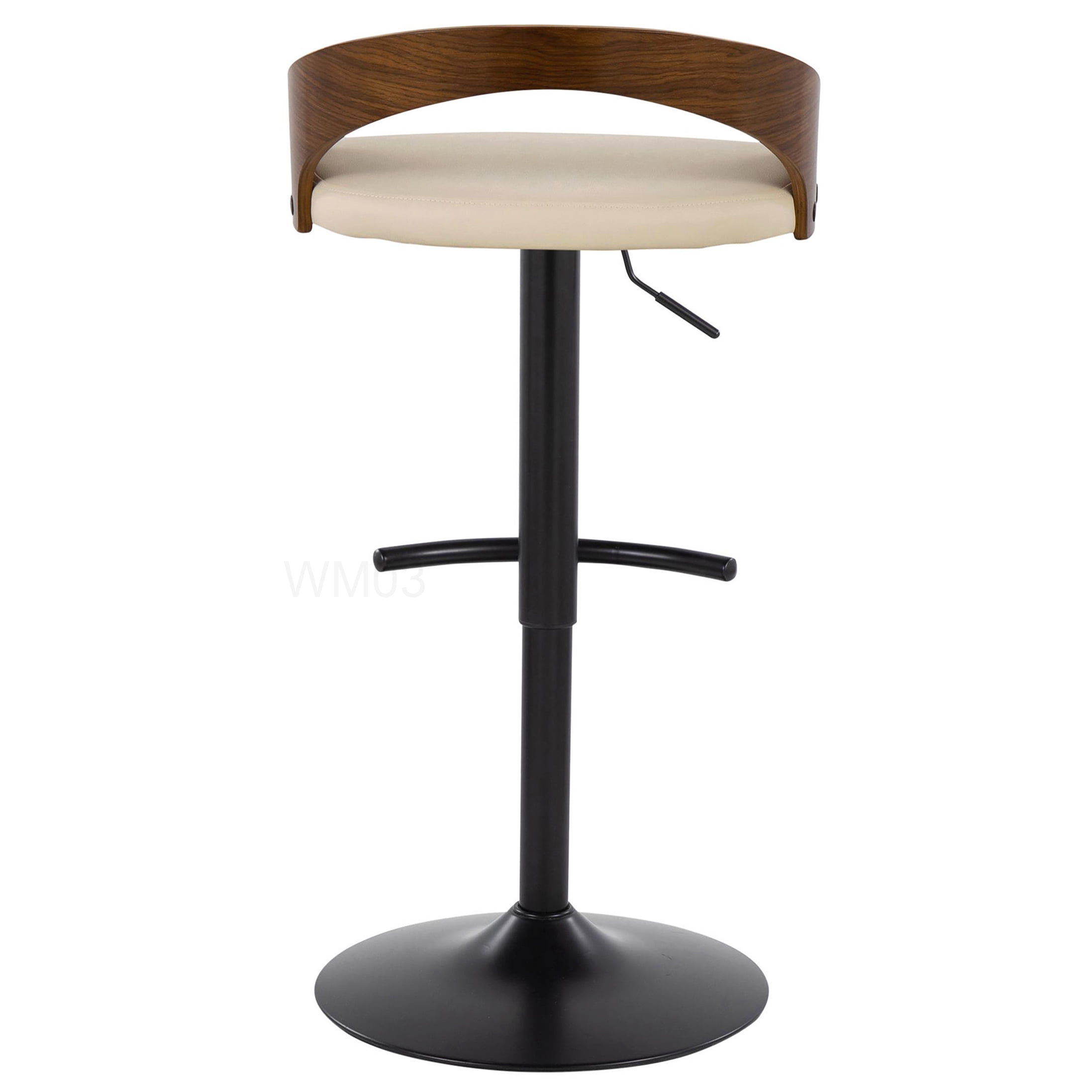 Modern Adjustable Swivel Bar Stools Set of 2 with Faux Leather Upholstery and Footrest