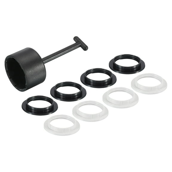 Uxcell E27 Light Socket Rings Lamp Shade Holder Ring Replacement with Removal Tool 1 Set/9pcs