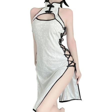 

Lingerie For Women Translucent Vintage Velvet Slim Nightdress With Side Straps