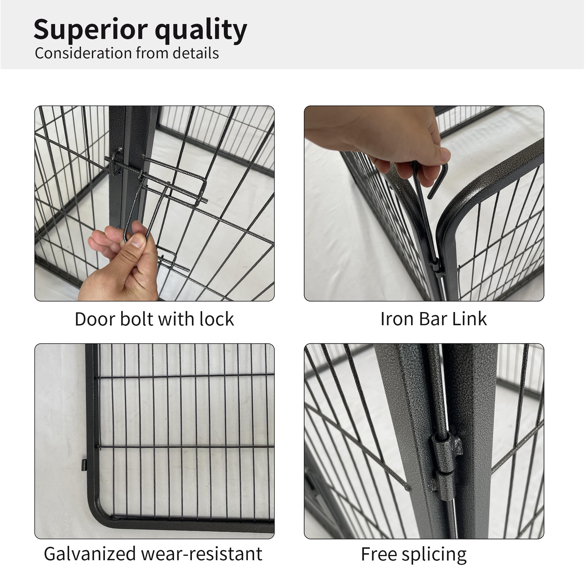 Pefilos 27" Dog Fence 4-Panels Indoor Metal Puppy Dog Run Fence / Iron Pet Dog Playpen, Black Pefilos 27" Dog Fence 4-Panels Indoor Metal Puppy Dog Run Fence / Iron Pet Dog Playpen, Black