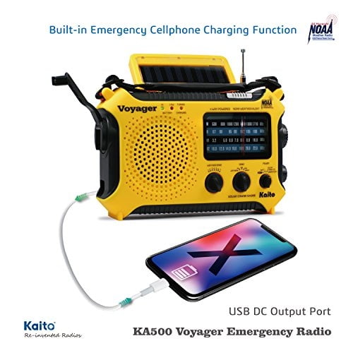 Kaito KA500 5-way Powered Solar Power, Dynamo Crank, Wind Up Emergency